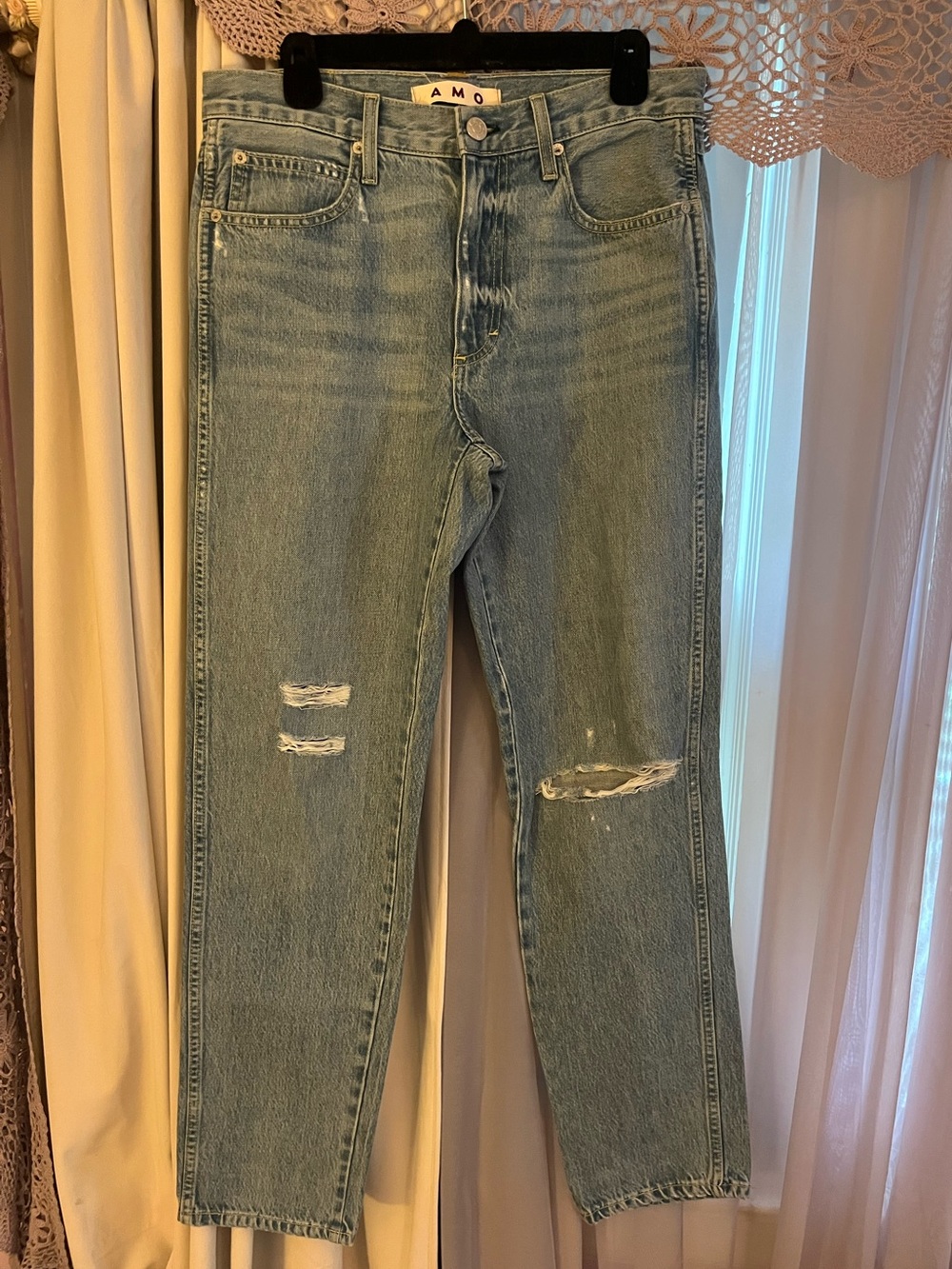 AMO Loose Fit Straight Leg Jeans Light Wash 90s Size 28